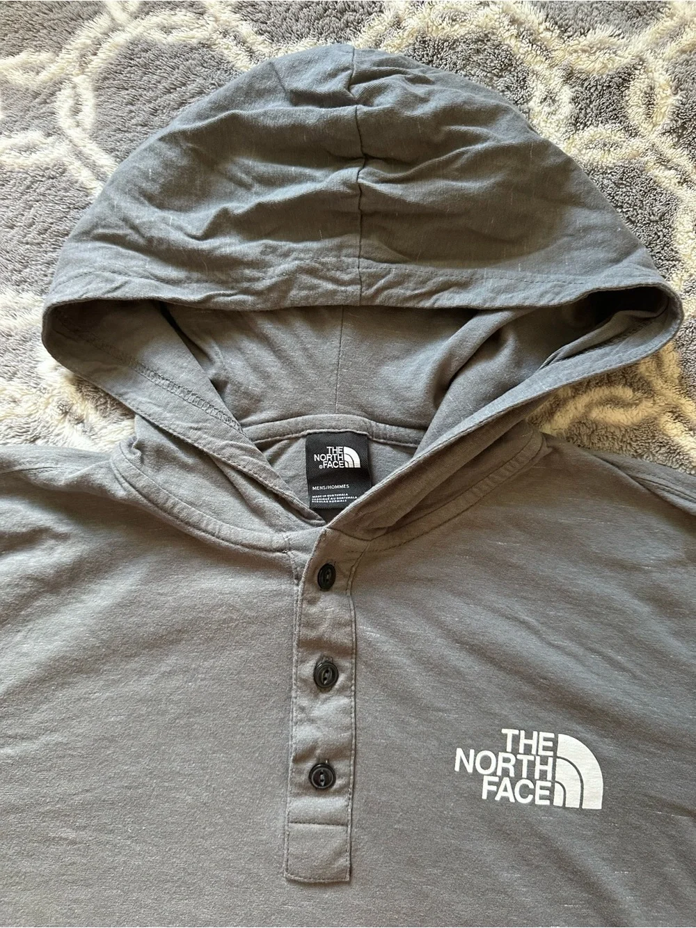 The North Face Hoodie Pullover Shirt Gray Men’s Small 1/4 Button Long Sleeve
